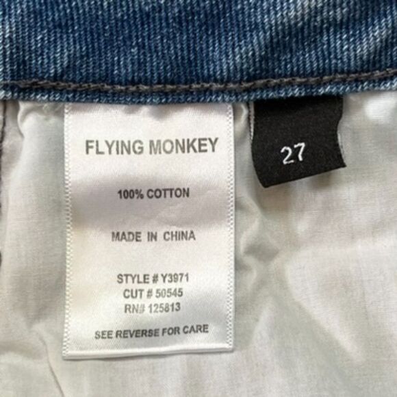 Flying Monkey Goodbye High Rise Mom Jeans Size 27 Distressed Straight Frayed Hem - Picture 11 of 11